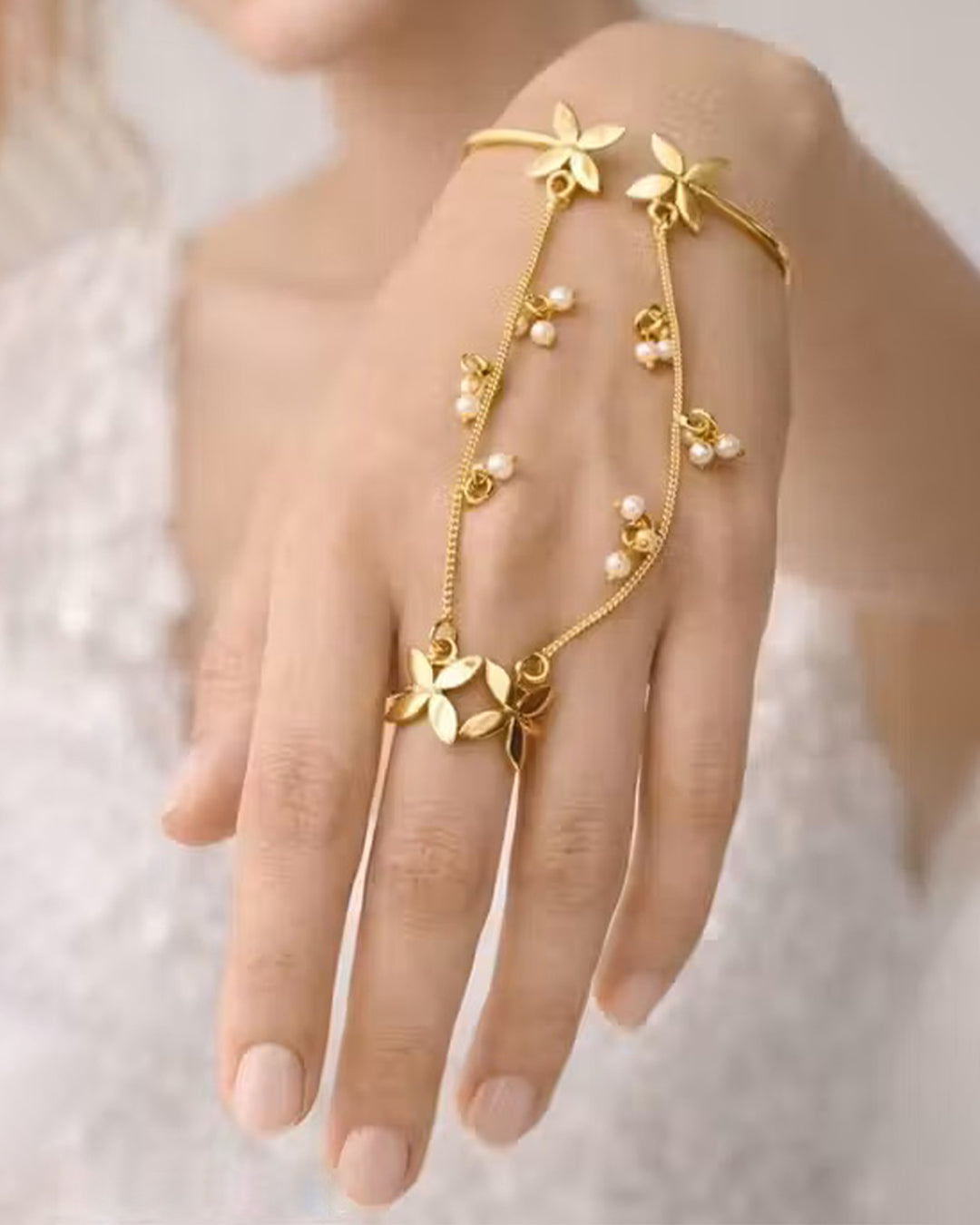 Elegant Golden Butterfly Hathphool for Stunning Ethnic Hand Jewelry