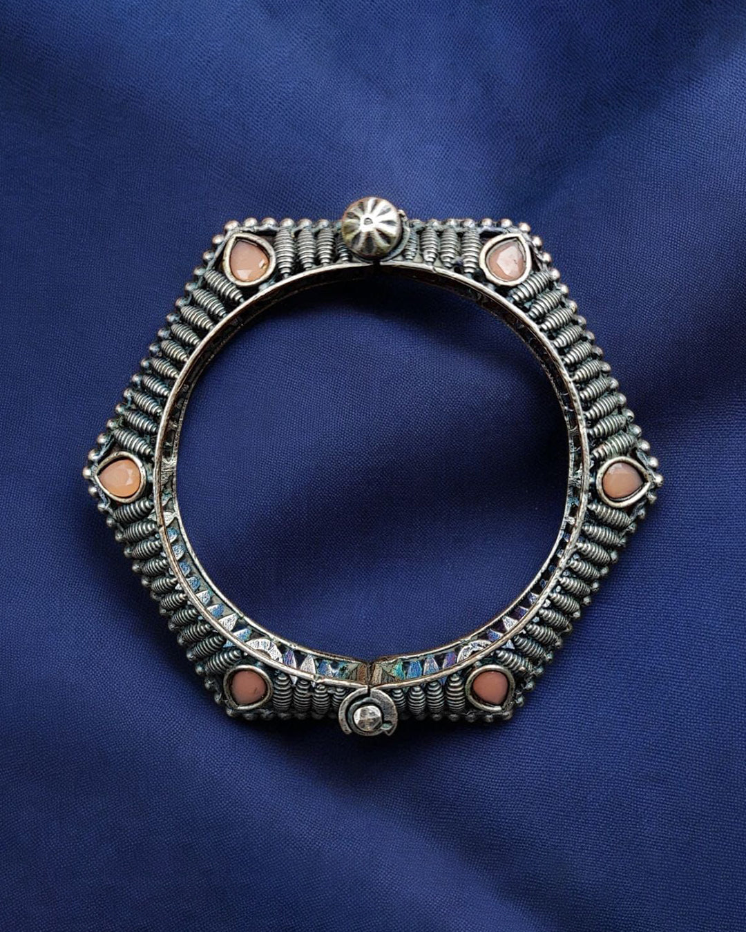 Perfectly Crafted Brass Stone Kada Bracelet - Best Elegant and Openable Design