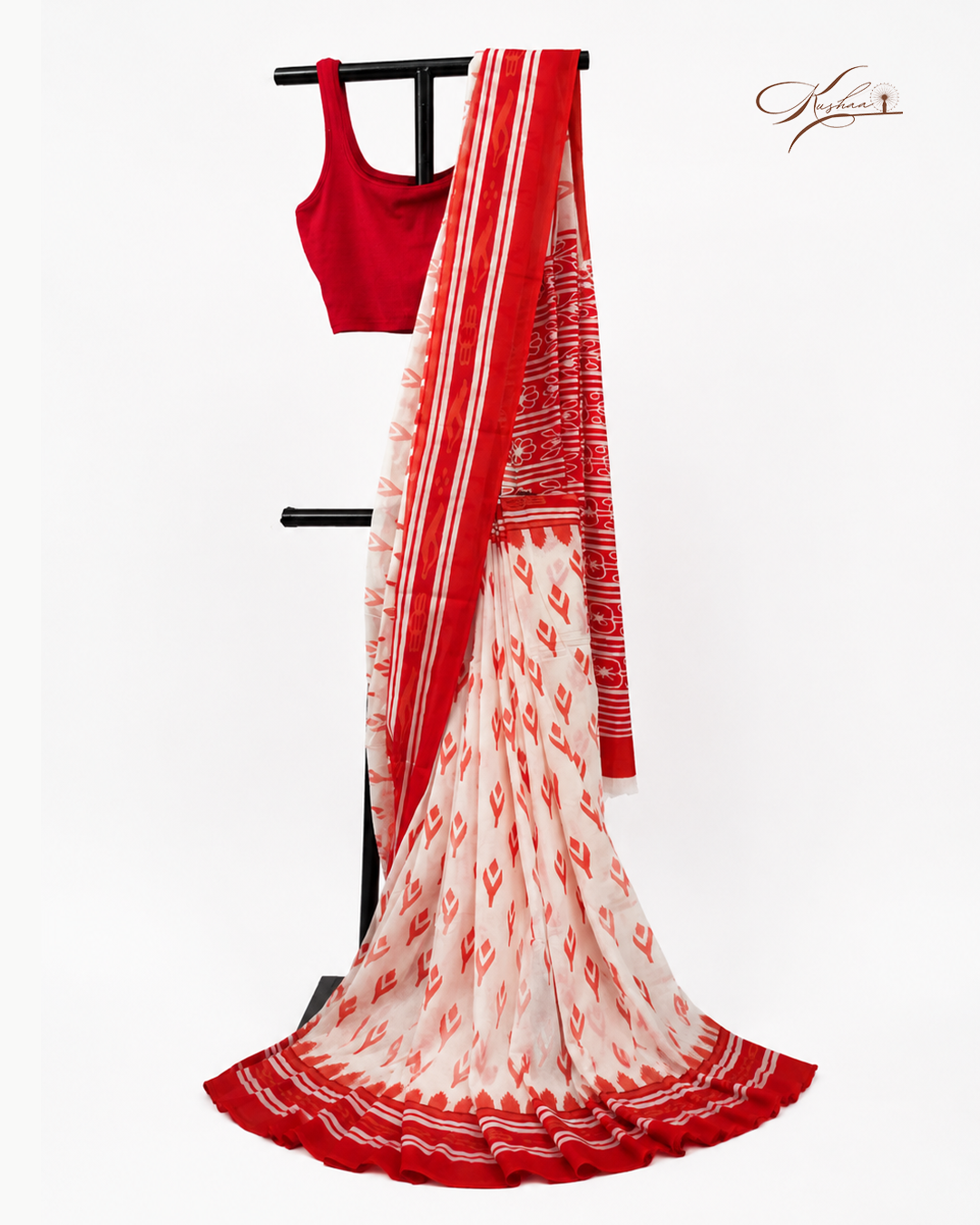 Red Cotton Mul Mul Saree With Blouse
