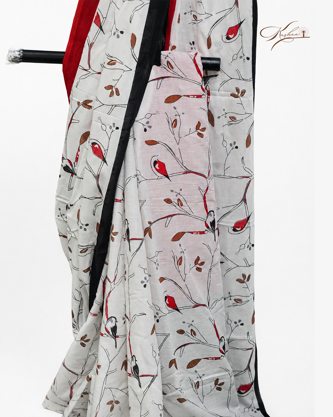 Off-White Cotton Mul Mul Saree With Blouse