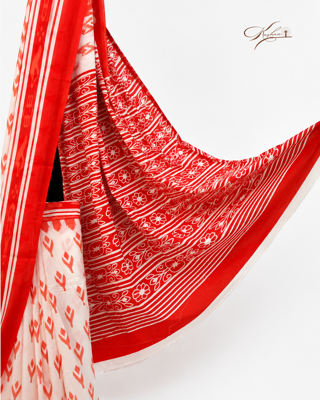 Red Cotton Mul Mul Saree With Blouse