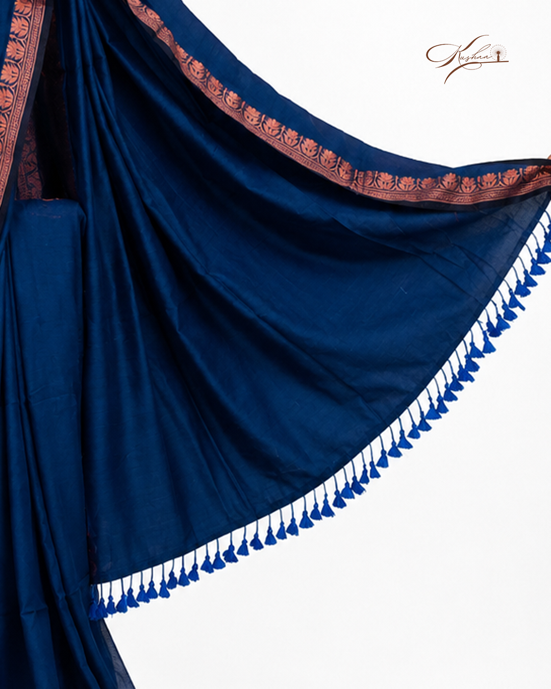 Teal Blue Cotton Mul Mul Saree With Blouse