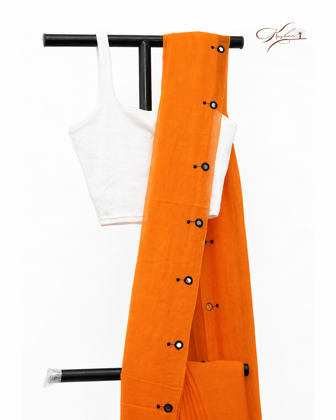 Tangerine Orange Cotton Mul Mul Saree With Blouse