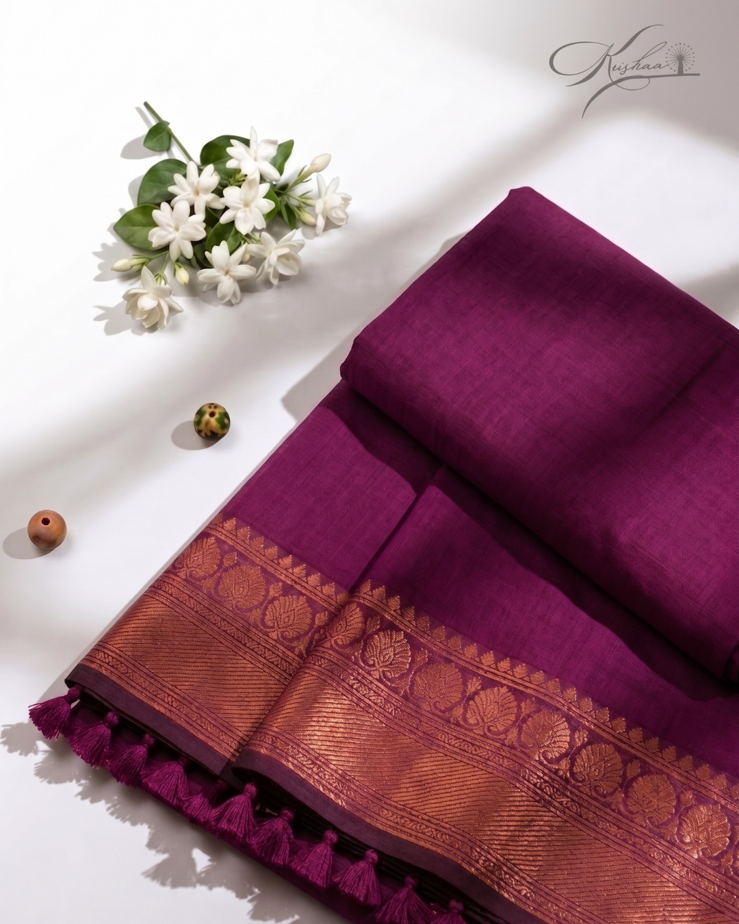 Purple Cotton Mul Mul Saree With Blouse