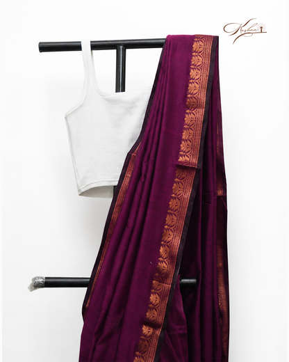 Purple Cotton Mul Mul Saree With Blouse