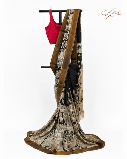 Elegant Kalamkari Saree with Traditional Artistic Prints