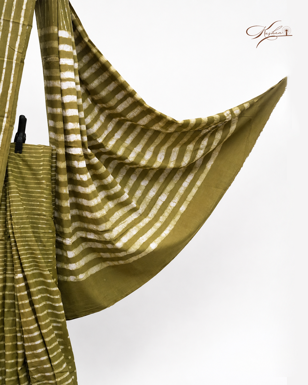 Olive Green Mul Mul Saree With Blouse