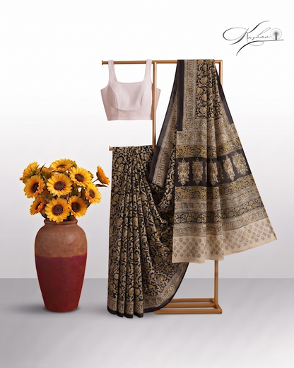 Elegant Kalamkari Saree with Traditional Artistic Prints