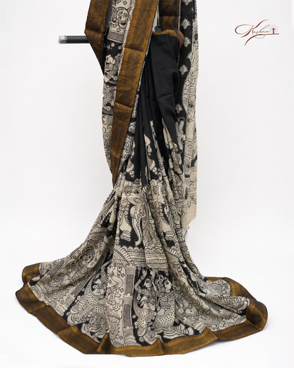 Elegant Kalamkari Saree with Traditional Artistic Prints