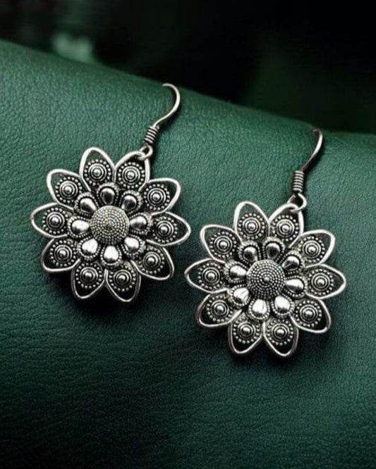 Oxidised Daily Wear Earrings | Affordable German Silver Hook Style Jewelry For Girls