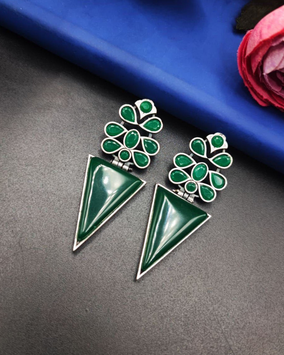 Designer Monalisa Silver Replica Dangler Earrings | Best Party-wear Jewelry