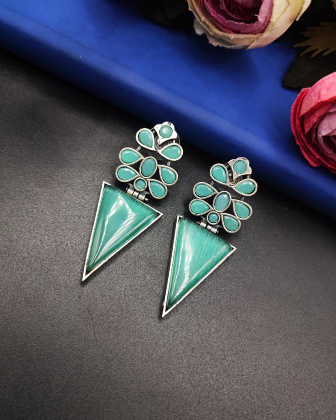 Designer Monalisa Silver Replica Dangler Earrings | Best Party-wear Jewelry