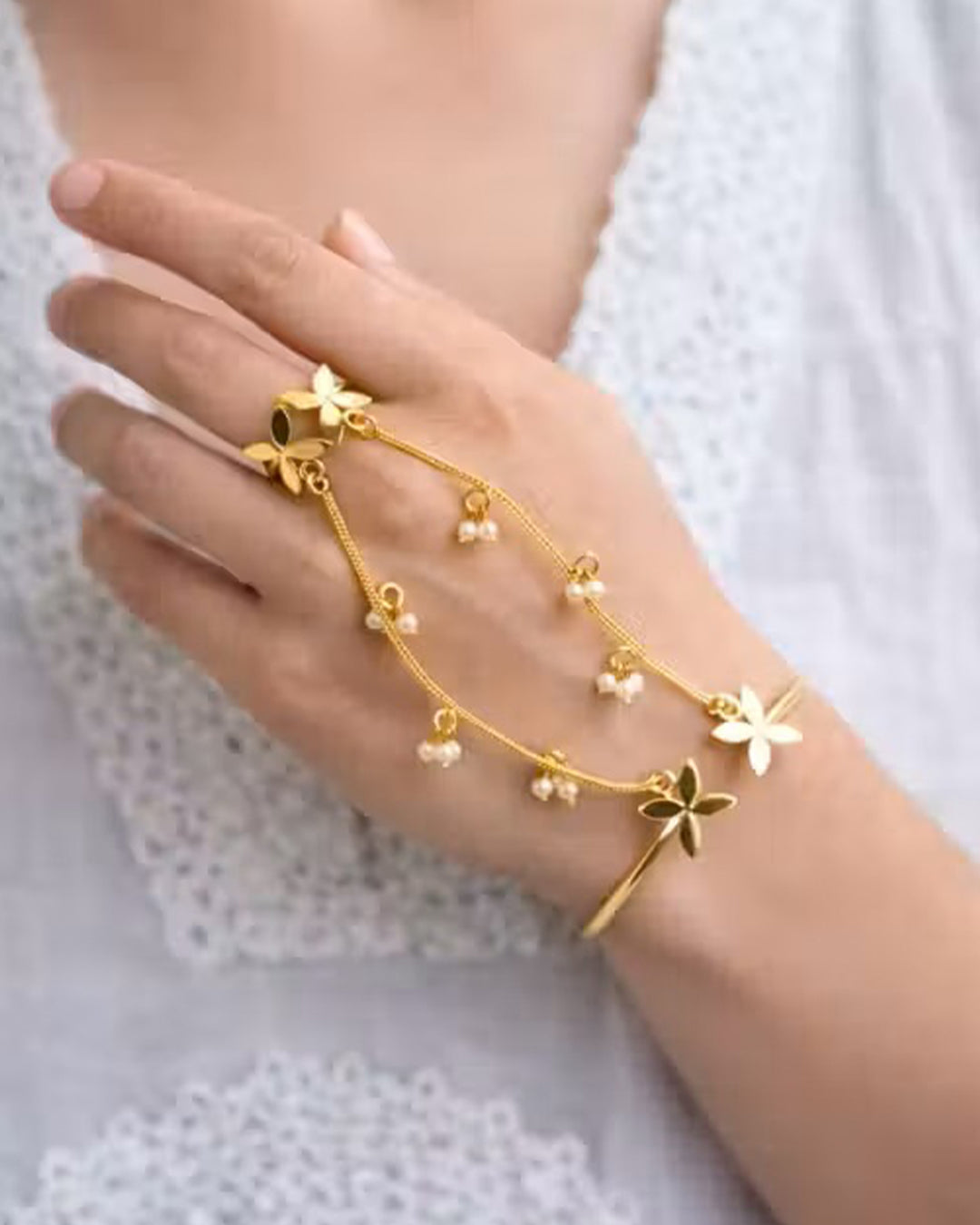 Elegant Golden Butterfly Hathphool for Stunning Ethnic Hand Jewelry