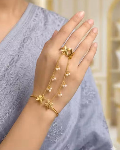 Elegant Golden Butterfly Hathphool for Stunning Ethnic Hand Jewelry