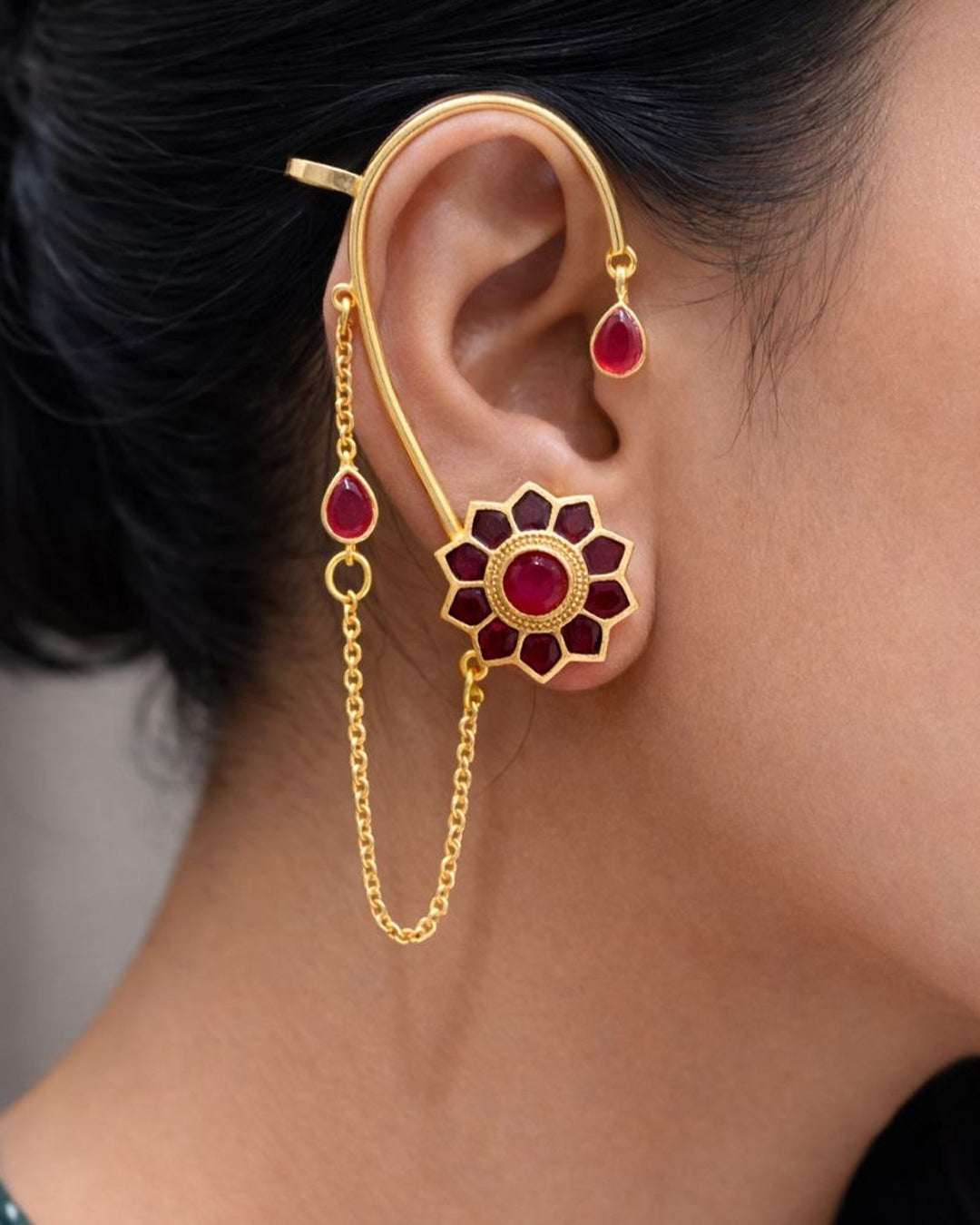 Floral Handmade Earcuff Artistic Jewelry for Beautiful Ethnic Look