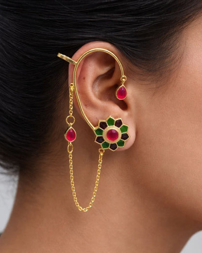 Floral Handmade Earcuff Artistic Jewelry for Beautiful Ethnic Look