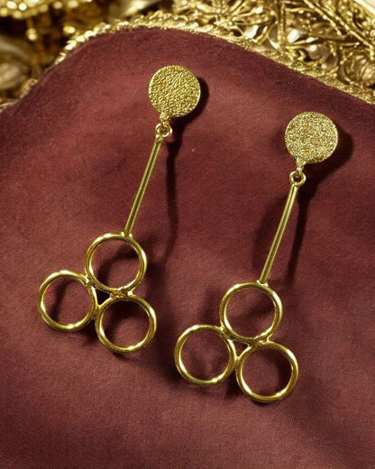 Gold Plated Dangler Earrings | Unique Ethnic Design with Western Look alike Jewelry