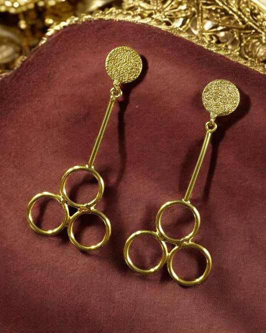 Gold Plated Dangler Earrings | Unique Ethnic Design with Western Look alike Jewelry