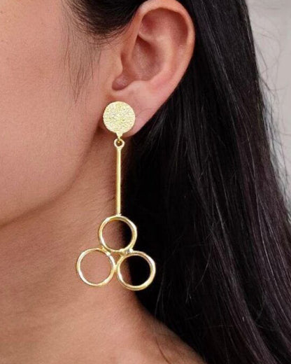 Gold Plated Dangler Earrings | Unique Ethnic Design with Western Look alike Jewelry