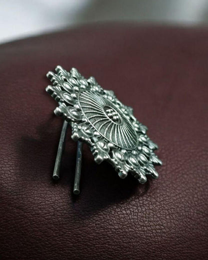 Handcrafted Oxidized Hair Pin | Unique Ethnic Silver Replica Jewelry Design