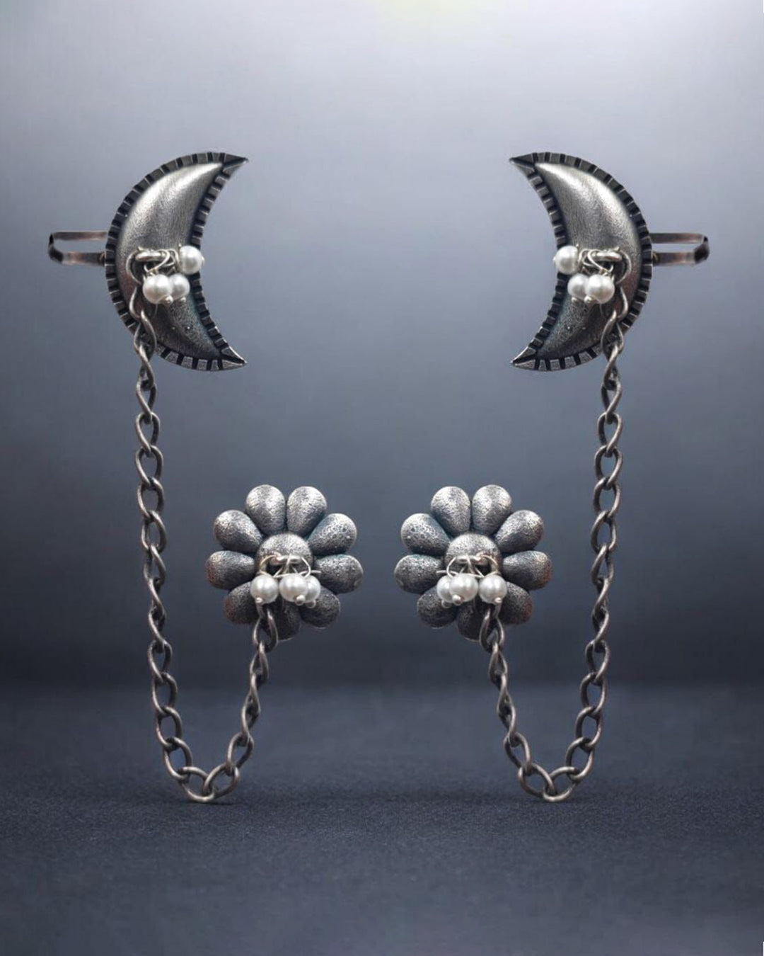 Oxidised Silver Replica Earcuff | Chain Earcuffs For Girls