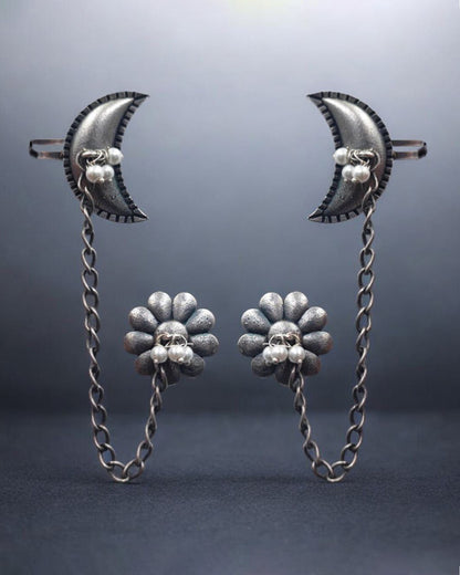 Oxidised Silver Replica Earcuff | Chain Earcuffs For Girls