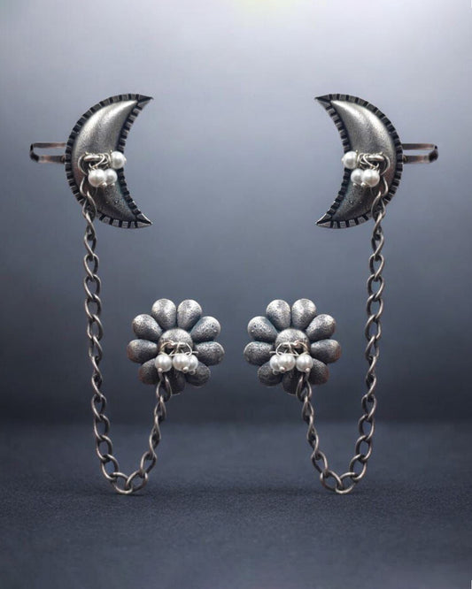 Oxidised Silver Replica Earcuff | Chain Earcuffs For Girls