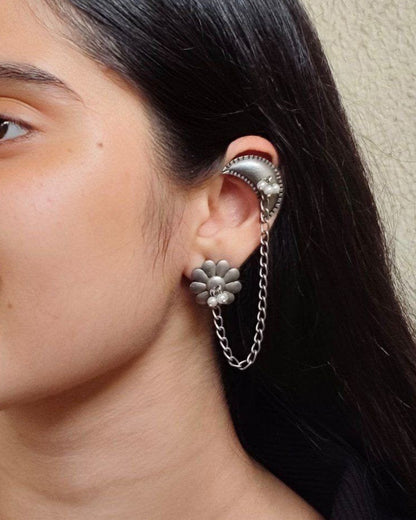 Oxidised Silver Replica Earcuff | Chain Earcuffs For Girls