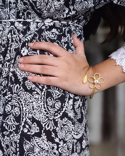 Premium Gold Plated Flower Design Bracelet | Unique Party Wear Jewelry for Girls