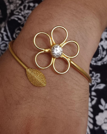 Premium Gold Plated Flower Design Bracelet | Unique Party Wear Jewelry for Girls