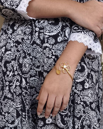 Premium Gold Plated Flower Design Bracelet | Unique Party Wear Jewelry for Girls