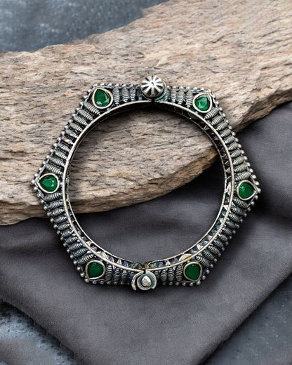 Perfectly Crafted Brass Stone Kada Bracelet - Best Elegant and Openable Design