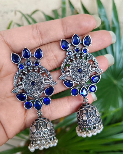 Premium Dangler Oxidized Jhumka Earring With Beautiful Pearl Work Detailing