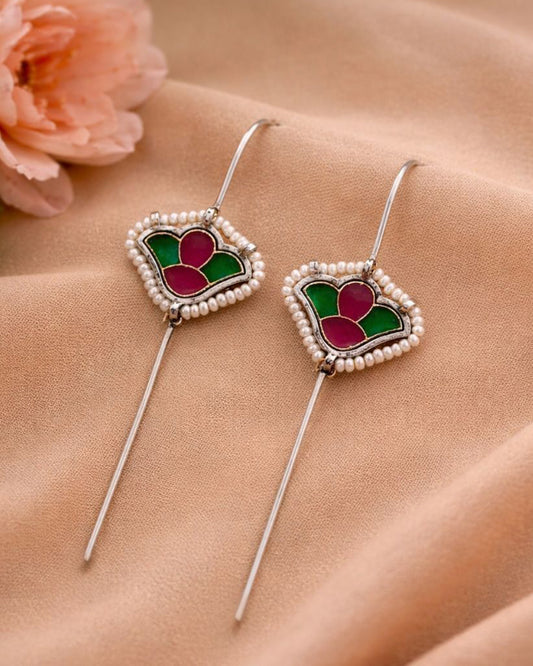 Silver Meena Kari Earcuff Stunning Traditional Jewelry for Ethnic Look