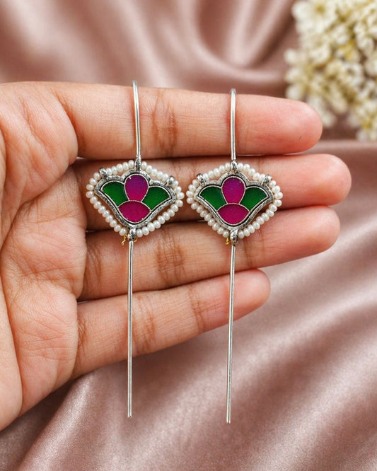Silver Meena Kari Earcuff Stunning Traditional Jewelry for Ethnic Look