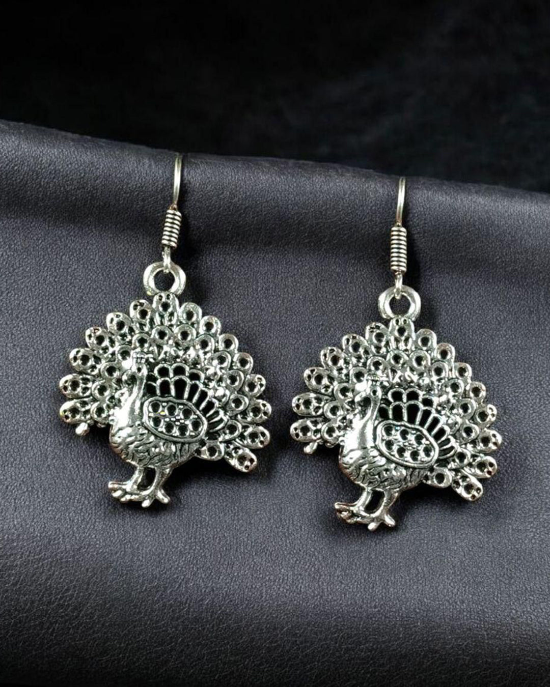 Stylish German Silver Best Peacock Dangler Earrings | Oxidized Hook Daily Wear Jewelry for Girls