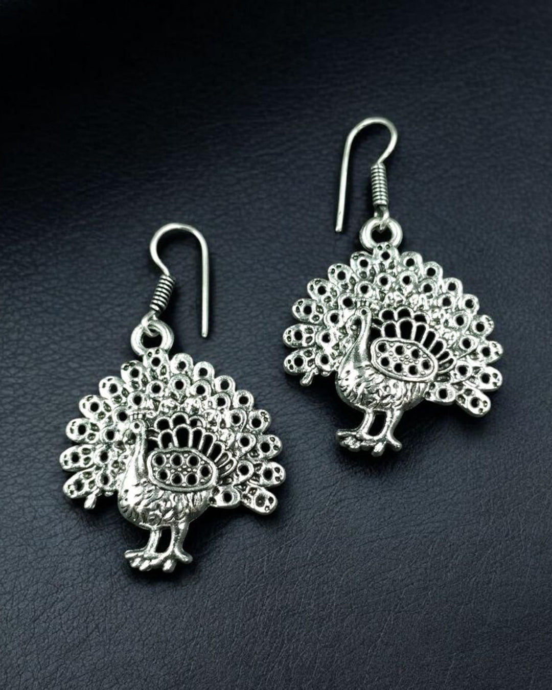 Stylish German Silver Best Peacock Dangler Earrings | Oxidized Hook Daily Wear Jewelry for Girls