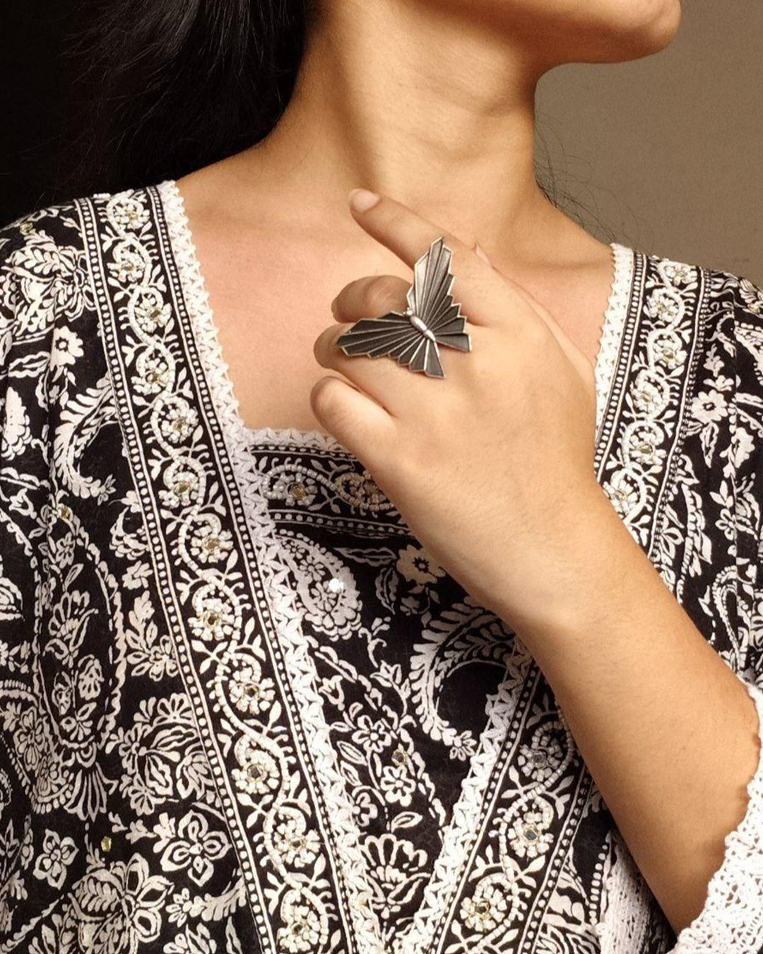 Trendy Butterfly Adjustable Ring | Silver Finish Oxidized Stylish Amazing Jewelry for Girls