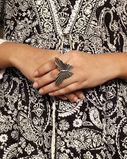 Trendy Butterfly Adjustable Ring | Silver Finish Oxidized Stylish Amazing Jewelry for Girls