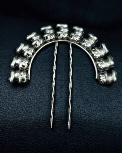 Vintage Look Elephant Juda Pin | Best Oxidized Hair Accessory for Girls